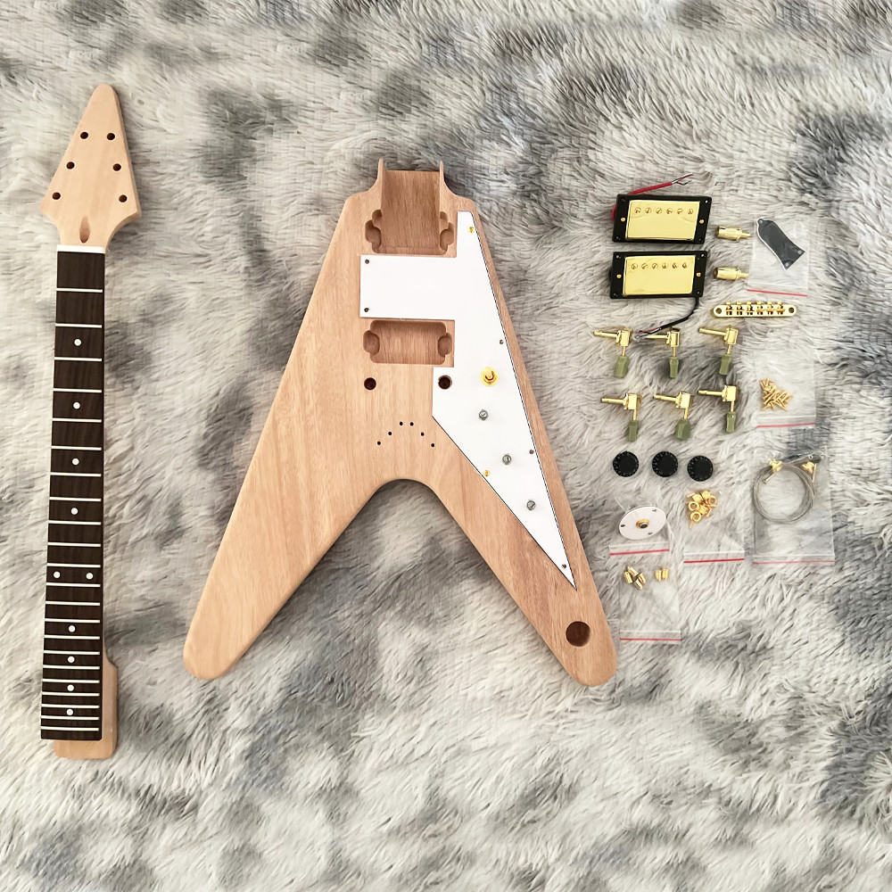 6 String Flying V  DIY Electric Guitar Kit Canadian Maple Neck