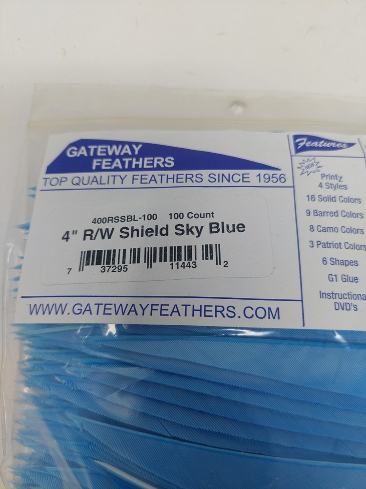 100 Pack Gateway Feathers 4" Right Wing: Shield Sky Blue 400RSSBL-100