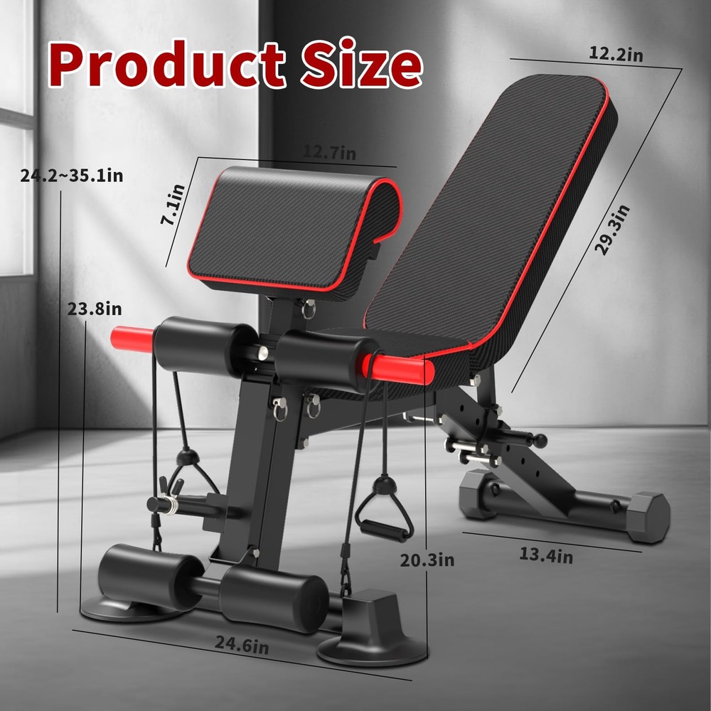 Adjustable Weight Bench,Utility Workout Bench Foldable Incline Decline Benche...