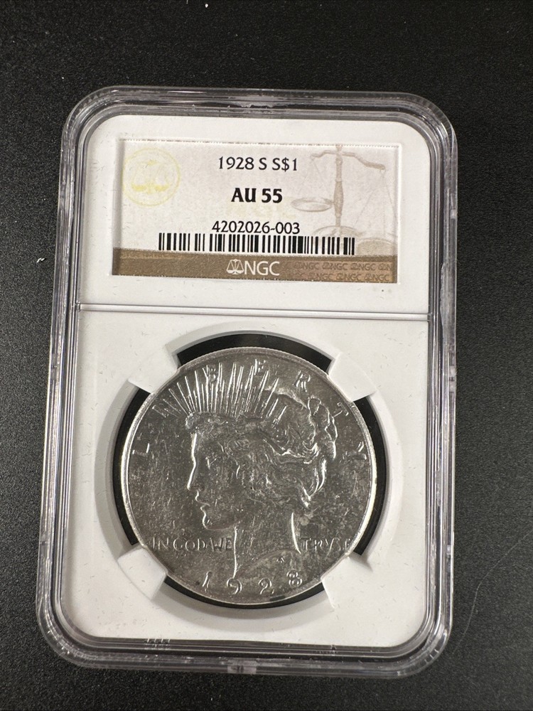 1928-S Peace Silver Dollar NGC AU-55