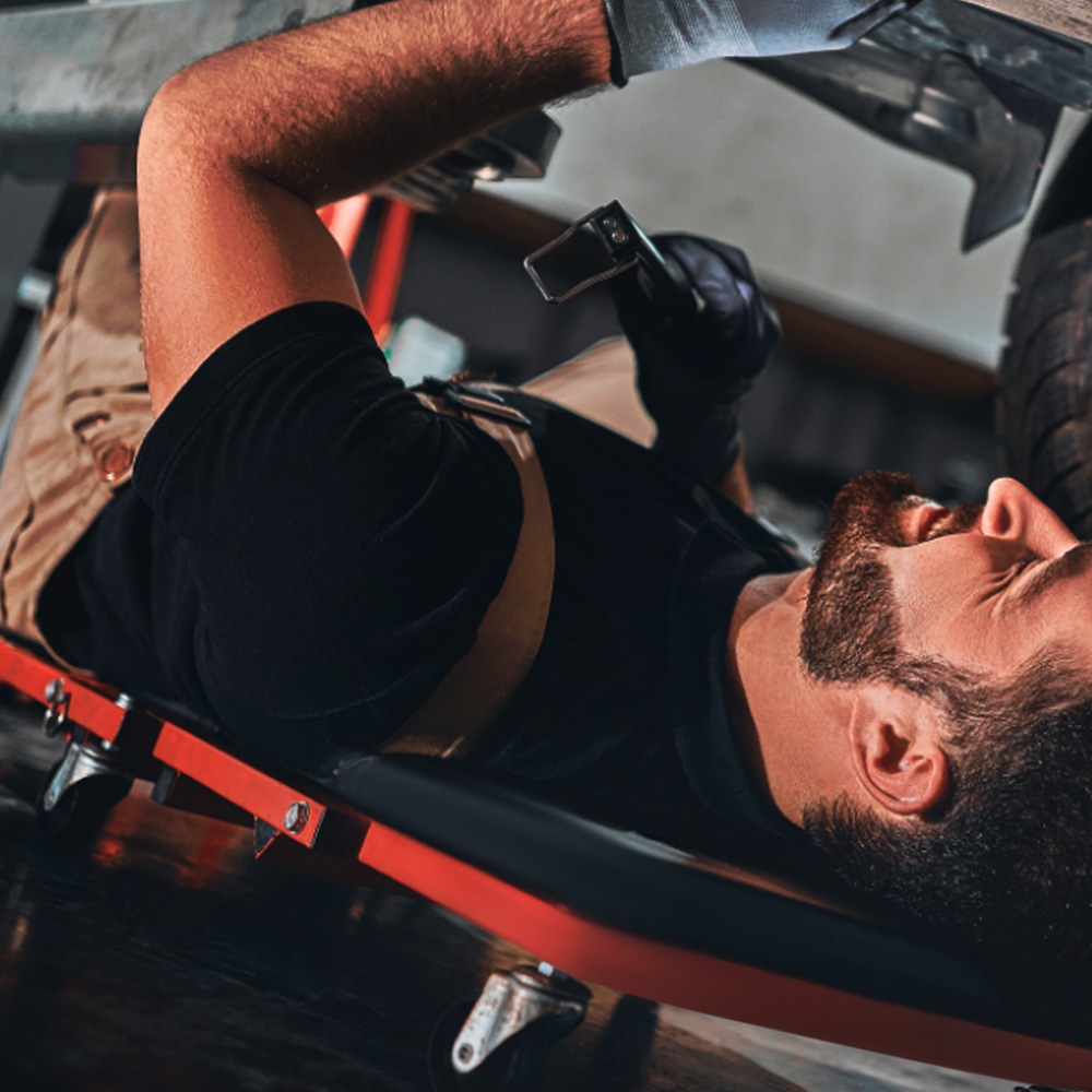 [ADJUSTABLE HEADREST+HANDLE]Rolling Padded Low Profile Creeper Garage Car Repair