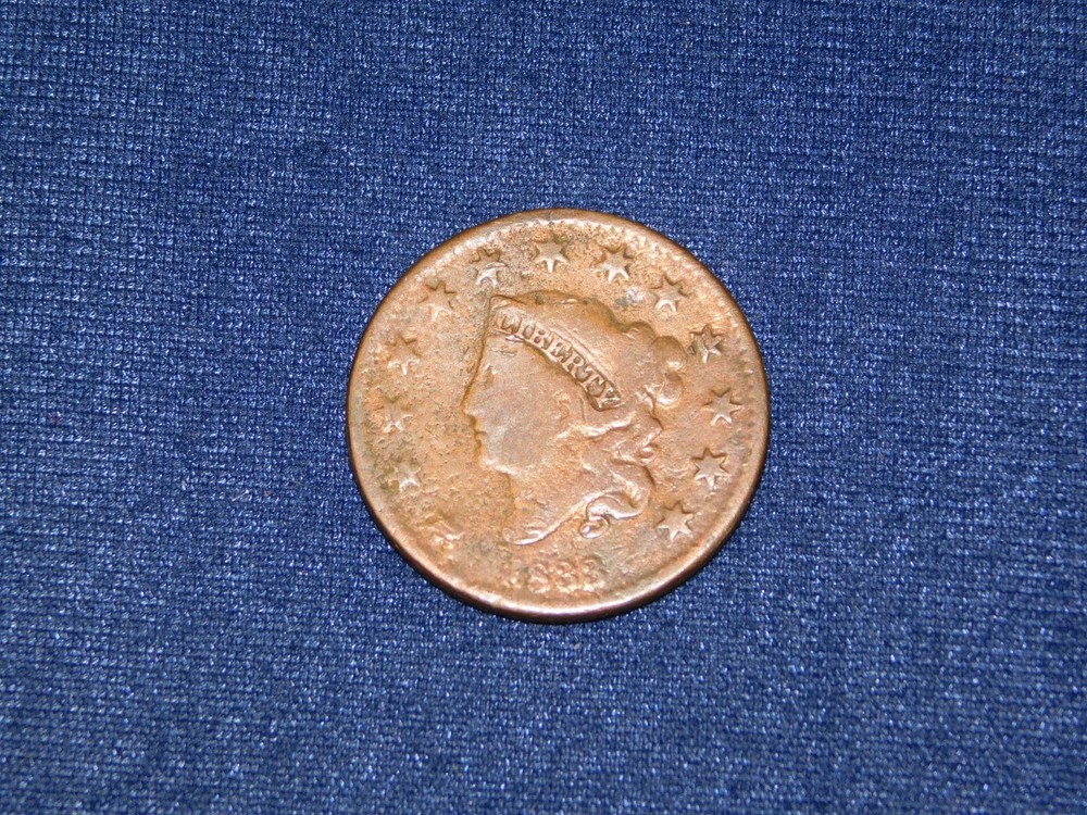 VINTAGE  1833 US LARGE CENT  COIN CLEANED & CORROSION