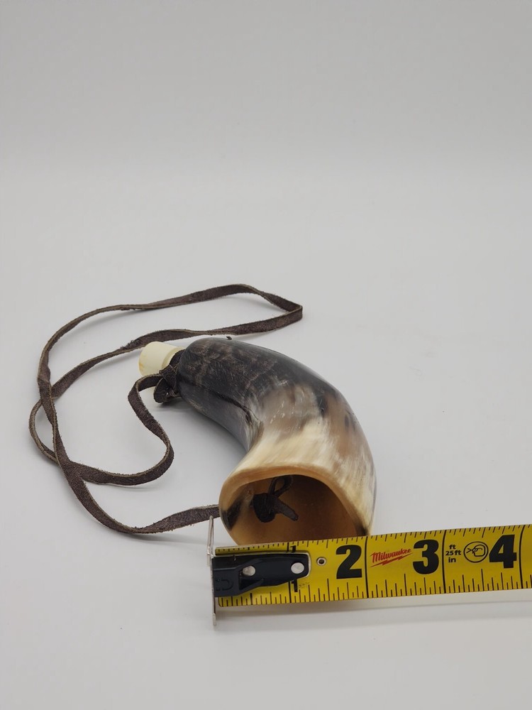 Vintage Steer Rustic Powder Horn 7"