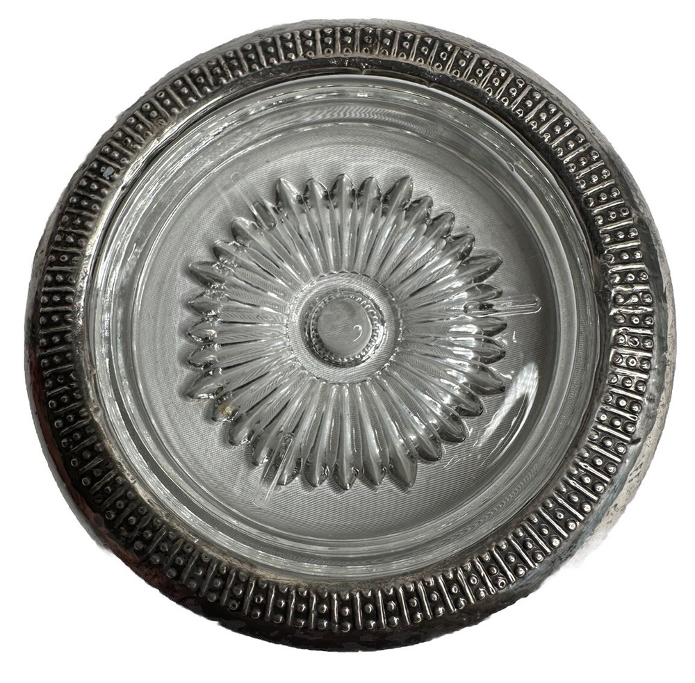 Glass Bowl Silver Plated Italy 4”