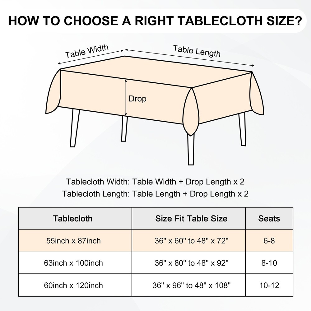 150x300cm Rectangle Tablecloth, Thickened Polyester Table Cloth Sky Blue