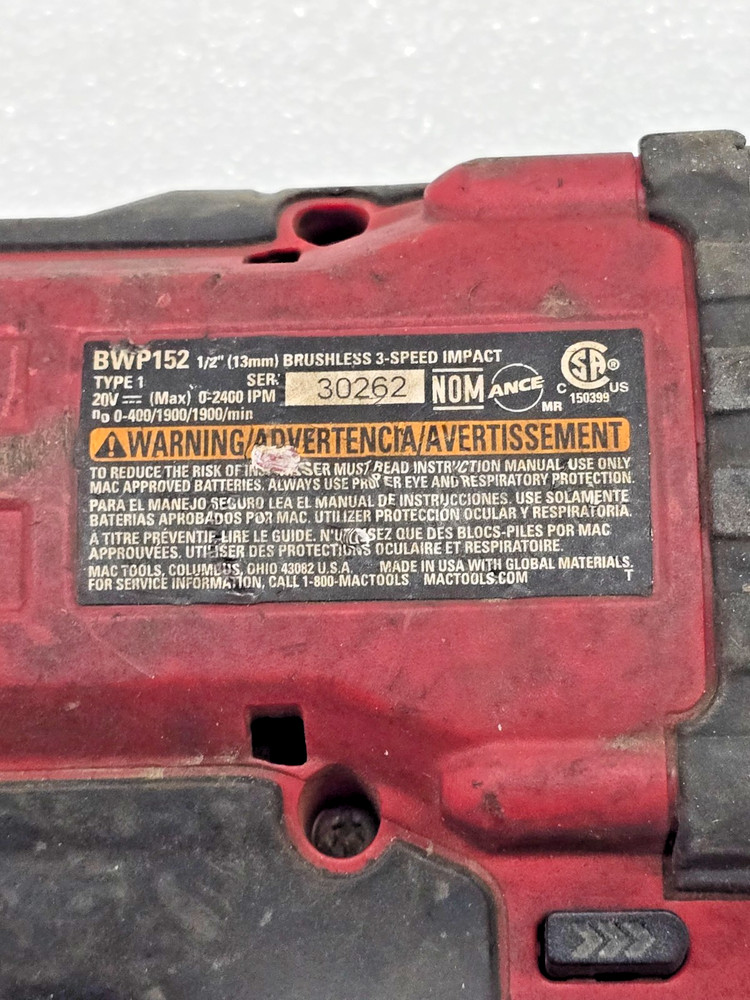 Mac Tools BWP152 1/2” Brushless Impact Wrench