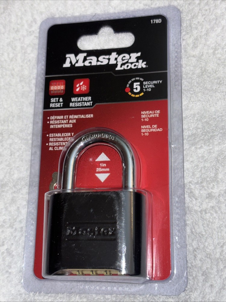 Master Lock 178D Black Combination Padlock New