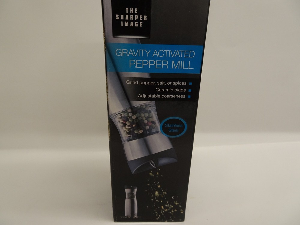 Sharper Image Gravity Activated Pepper Mill Stainless steel New Boxed