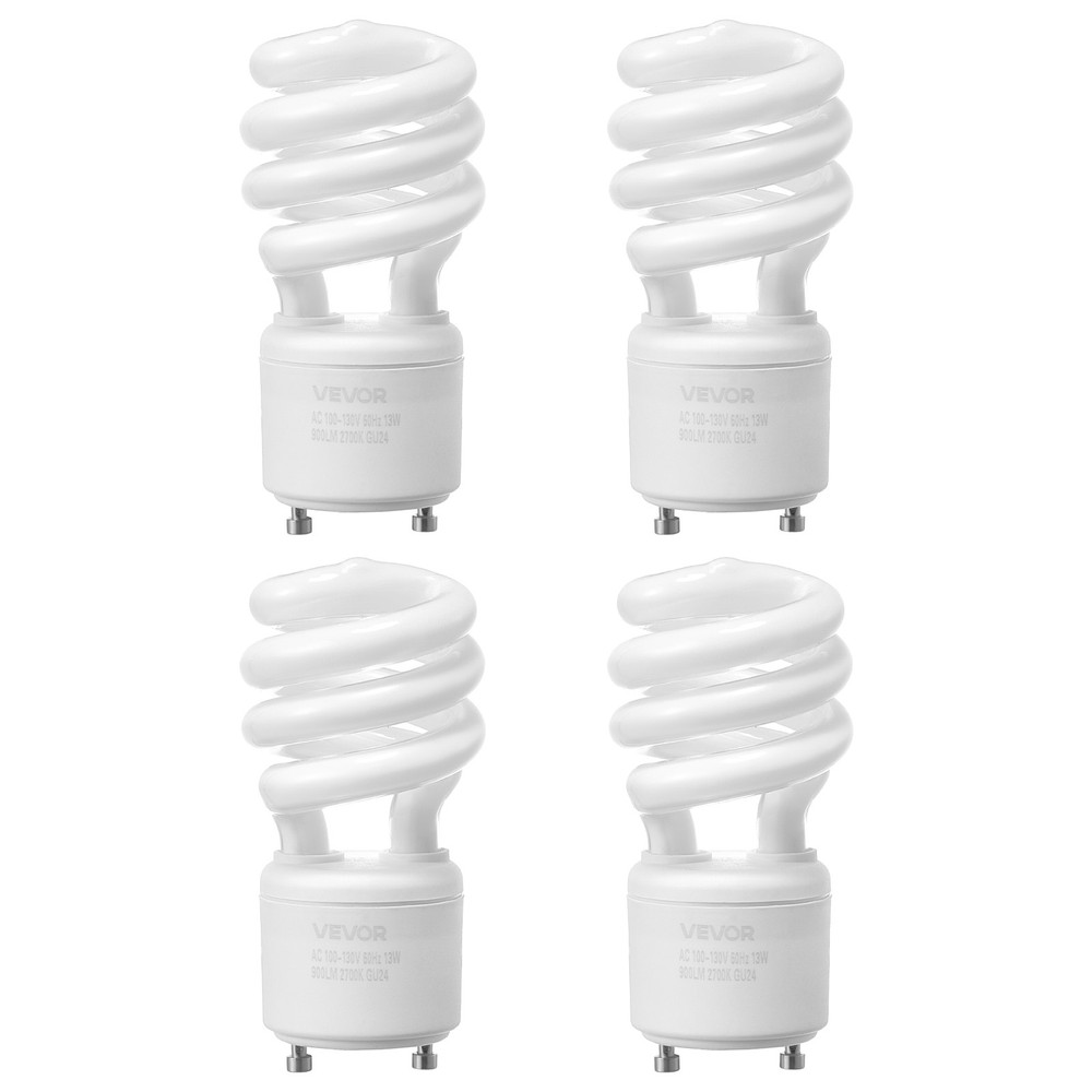 VEVOR 4-Pack CFL Light Bulbs 13W Compact Fluorescent Bulbs with 2700K Warm Light