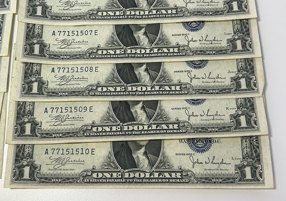 1935 c silver certificate dollar. 14 Consecutive