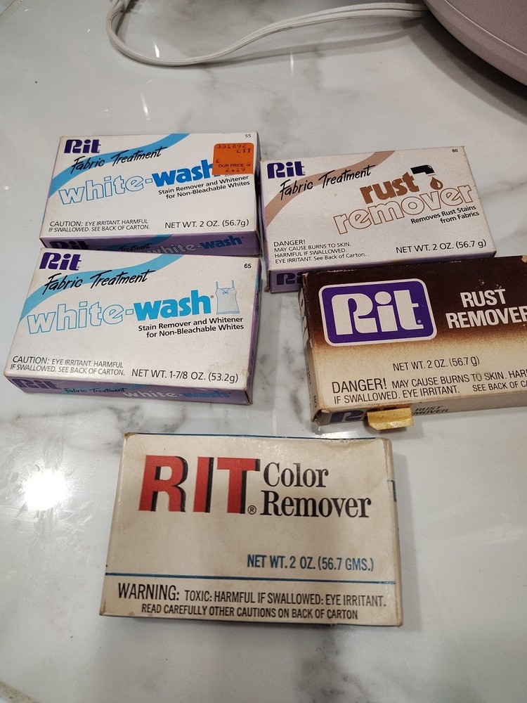 Vintage RIT Dye Lot – Color Remover, Whitener & Rust Remover Packets 5pc Bundle