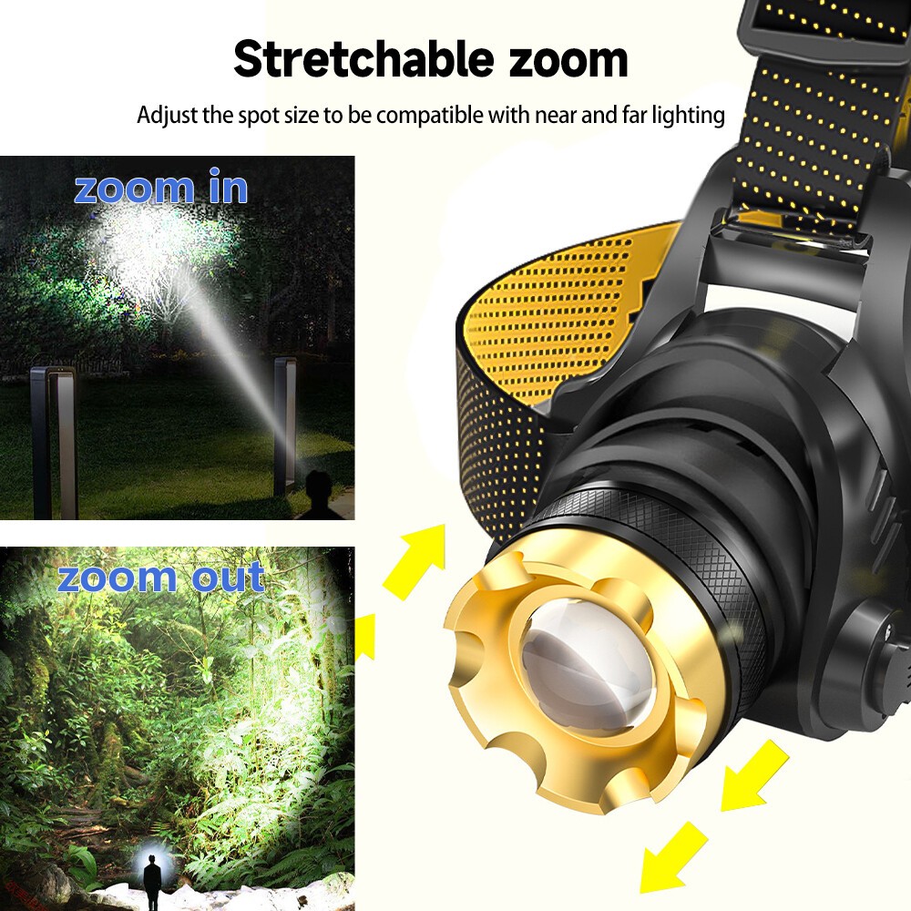 1200000lm Super Bright LED Headlamp USB Rechargeable Headlight Flashlight Torch