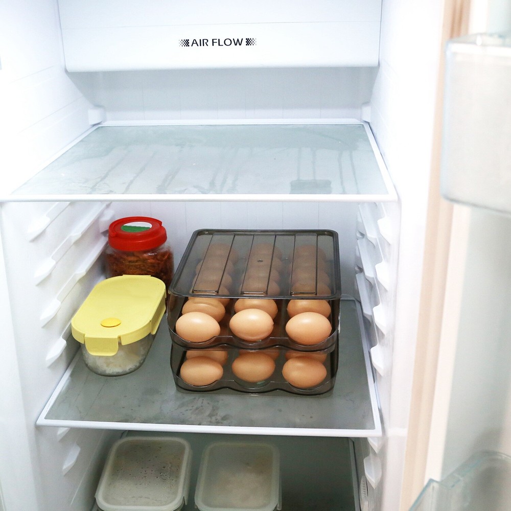 Auto Rolling Egg Holder Storage Box for Refrigerator Egg Tray Fridge Container
