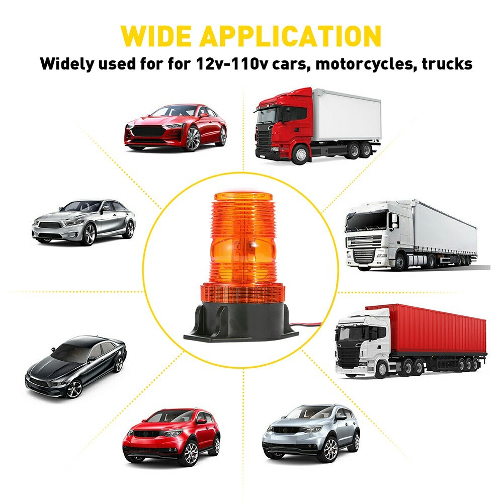 Amber 30LED Rotating Strobe Light Rooftop Flash Beacon 12V-24V