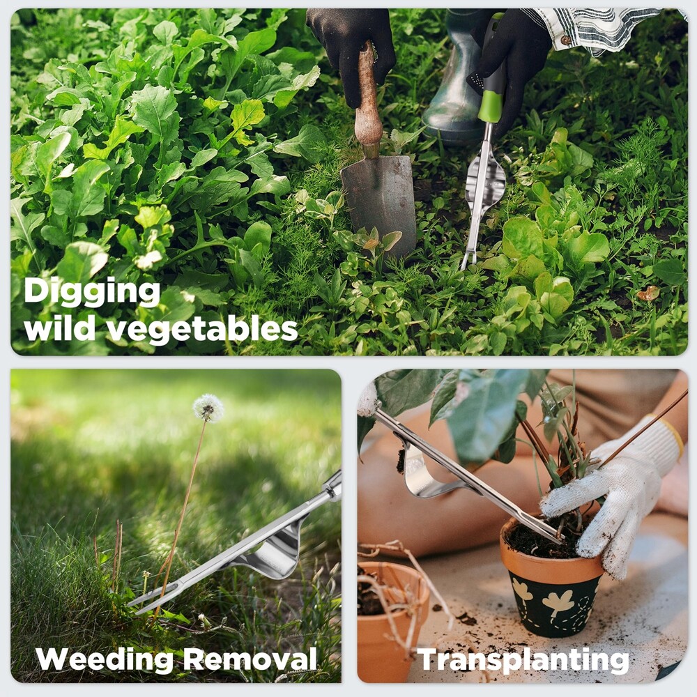 WORKPRO V-Shaped Weed Removal Tool Garden Deeper Root Digging Stainless Steel