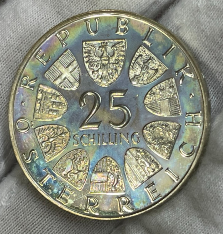 1971 Austria 25 Schilling Silver Coin Excellent Condition