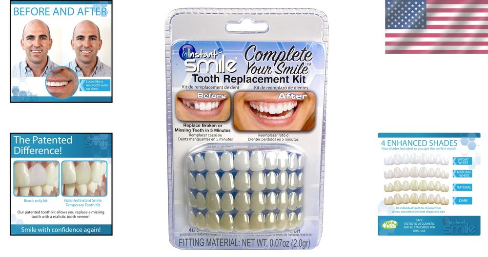 Complete Your Smile Temporary Tooth Replacement Kit - 40 Piece - White - Cust...