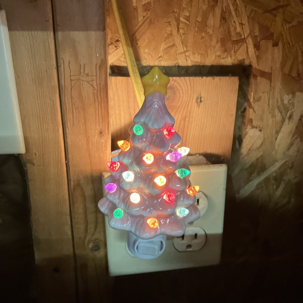 RETRO VINTAGE PINK CHRISTMAS TREE NIGHT LIGHT Ceramic D5