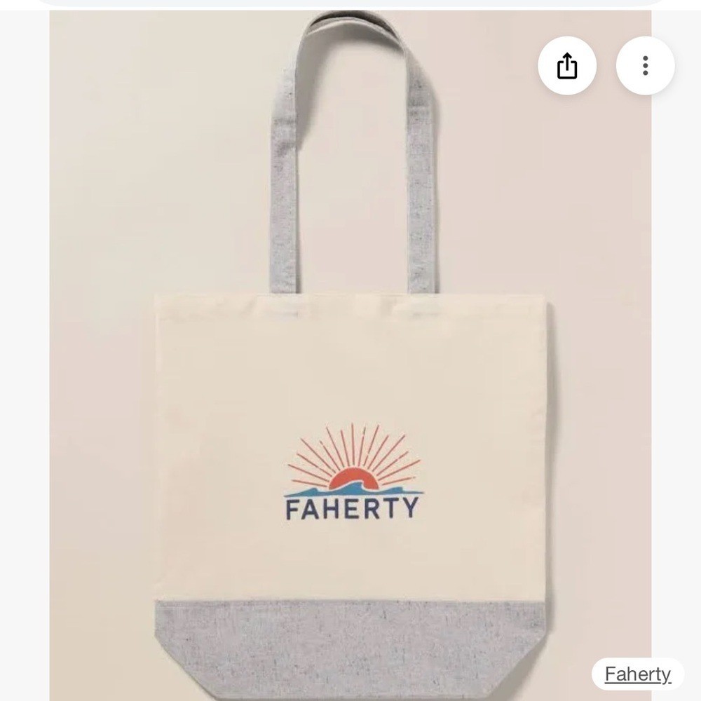 Faherty Canvas Tote - Cream and Gray