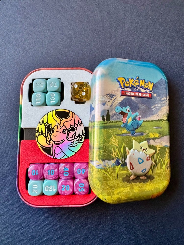 3D Printed Damage Dice and Token Insert for Pokemon Mini Tin