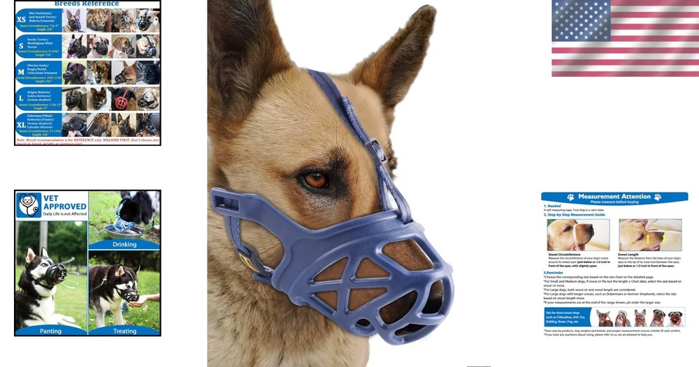 Adjustable Basket Muzzle for Small Medium Large Dogs - Gentle Anti-Bite Solution