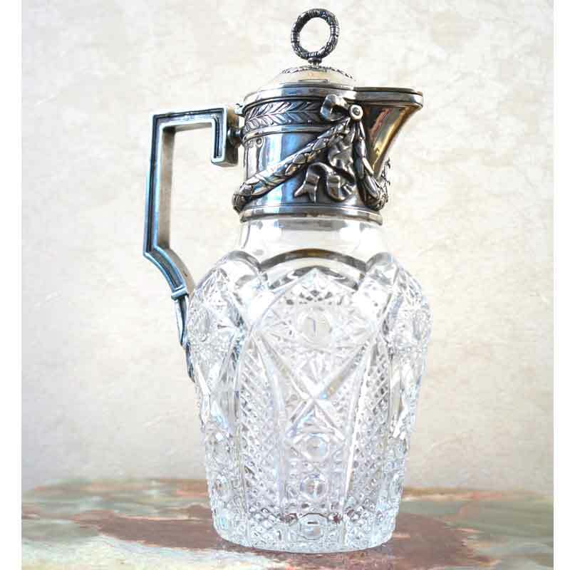 Morozov Russian Crystal Glass Silver Decanter