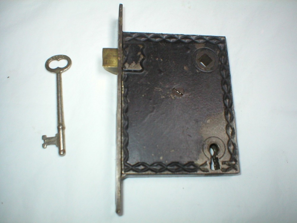 Antique Large Mortise Lock with Unique Decorative Case