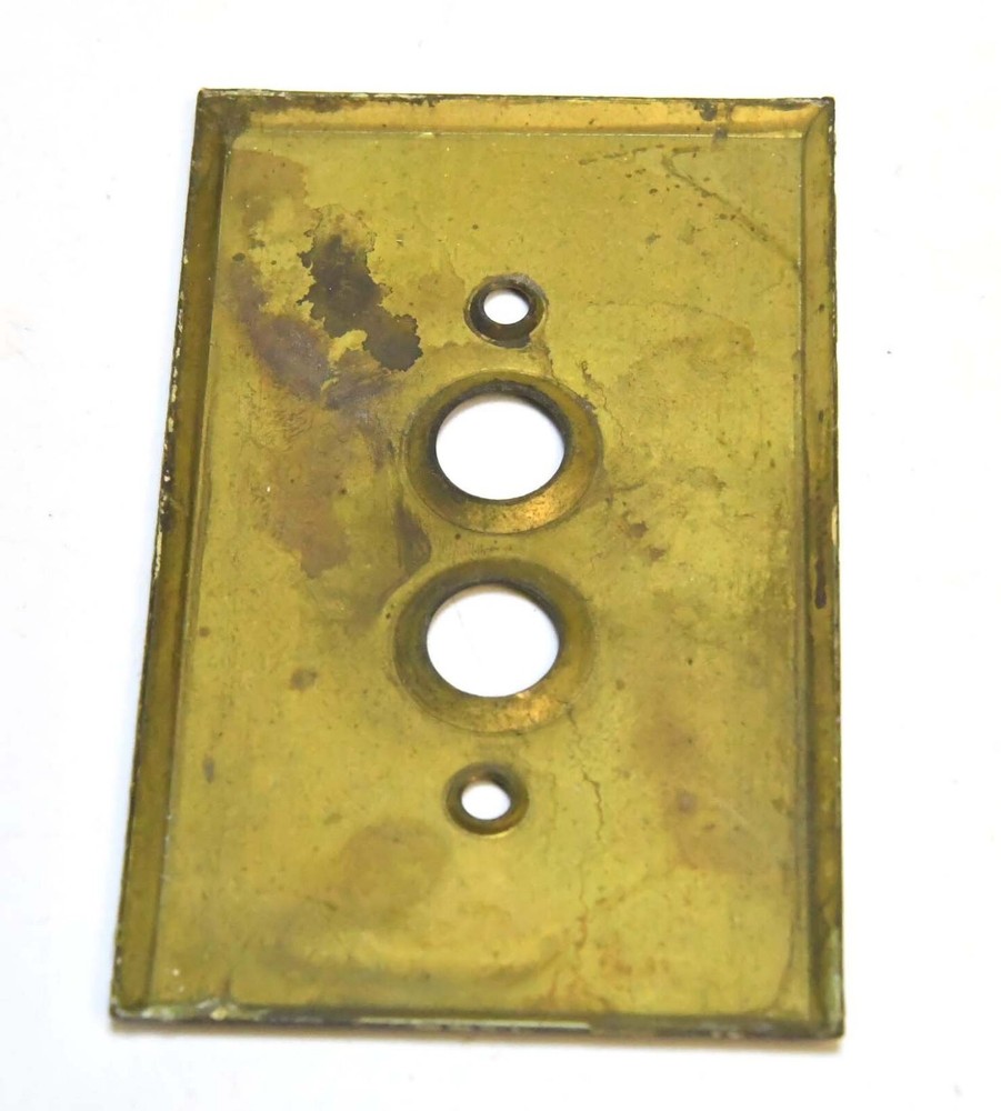 VINTAGE PUSH BUTTON BRASS COVER SWITCH PLATE 6/8-B