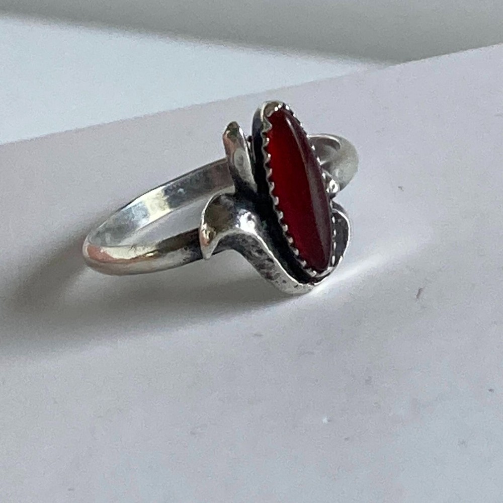 Ring sterling carnelian ring Native American Corn Motif 7