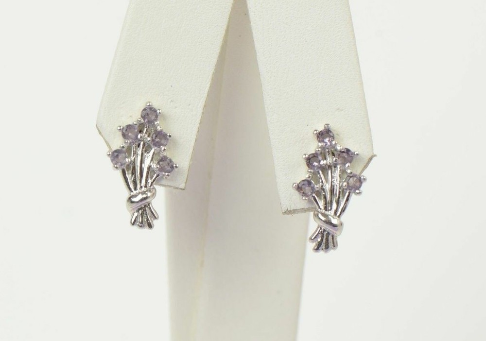 925 Silver Silver Dangling Birthstone Flower Leverback Earrings