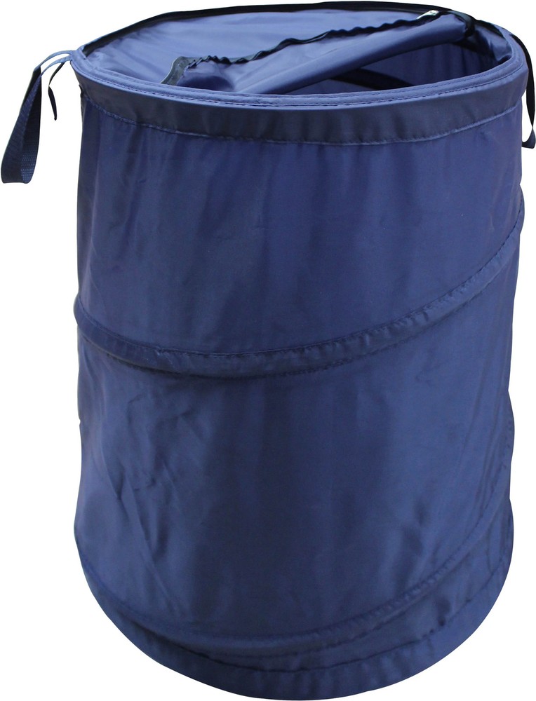 (3 pack) Navy Polyester Spiral Pop-up Laundry Hamper with Zipper Lid