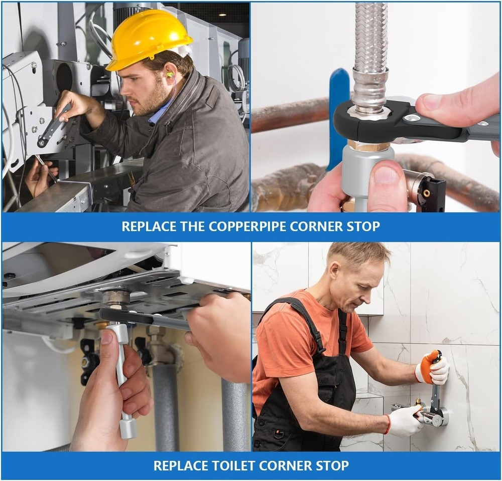 Professional Adjustable Wrench Kit for Easy Compression Angle Stop Installations