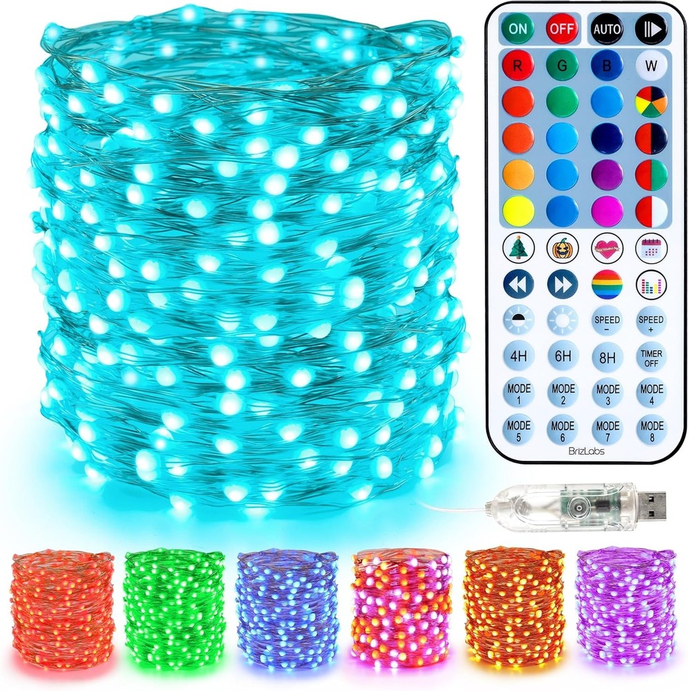 33ft Color Changing Fairy String Lights 100 LED USB Remote Timer Music Sync