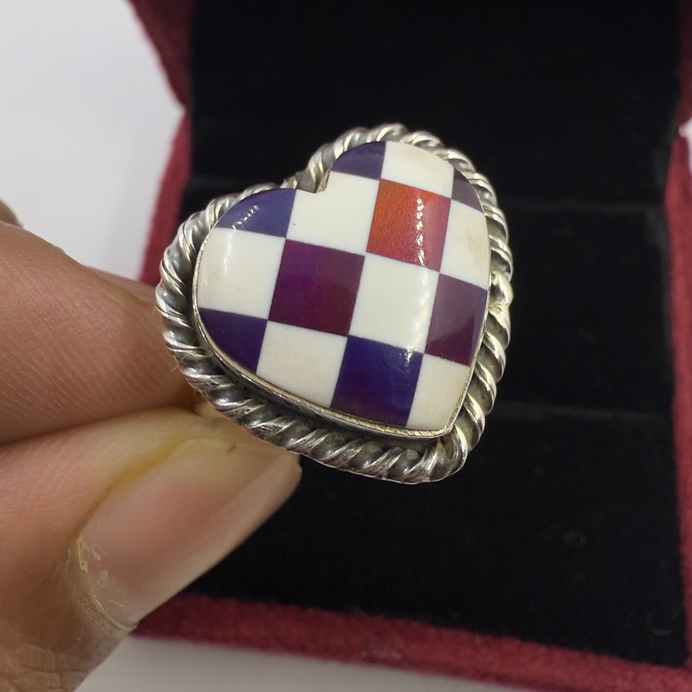 925 Sterling Dainty Silver Ring Aurora Opal Checkered Silver Ring Lab Opal Ring