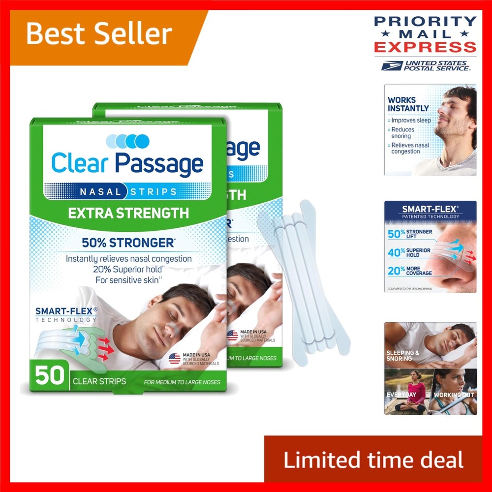 Extra Strength Nasal Strips for Instant Relief, 100 ct - Breathe Easier Tonight!