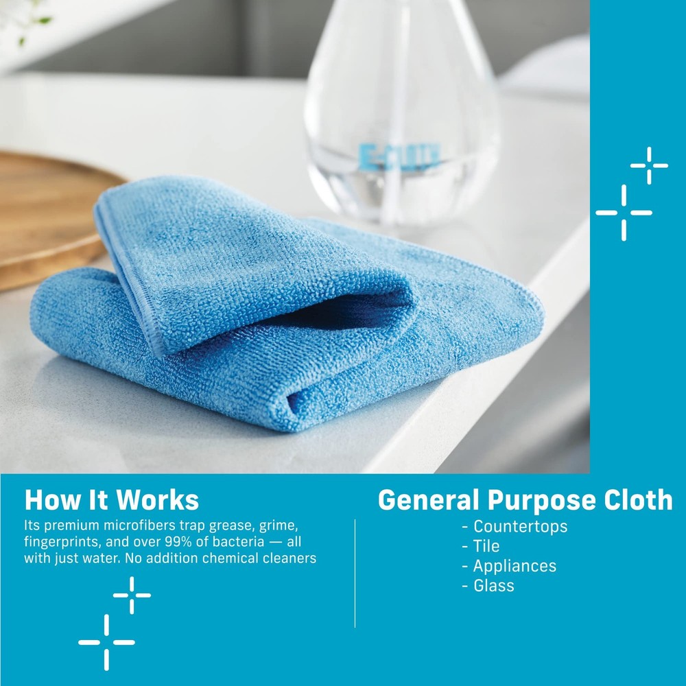 E Cloth General Purpose Cleaning Cloths 4 Pack Assorted Colors Reusable Micro...