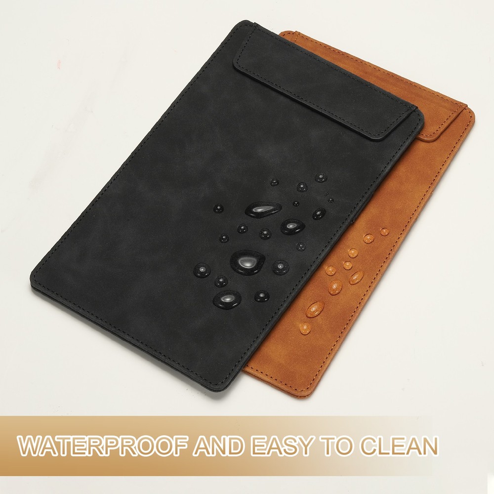 A5 PU Leather Clipboard, 6"x10" Magnetic Notepad, Brown