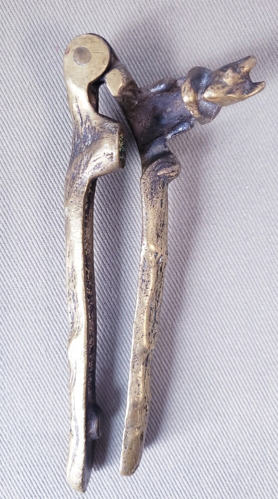 Vintage Nutcracker Solid Brass Handheld Figural Squirrel Etched Heavy