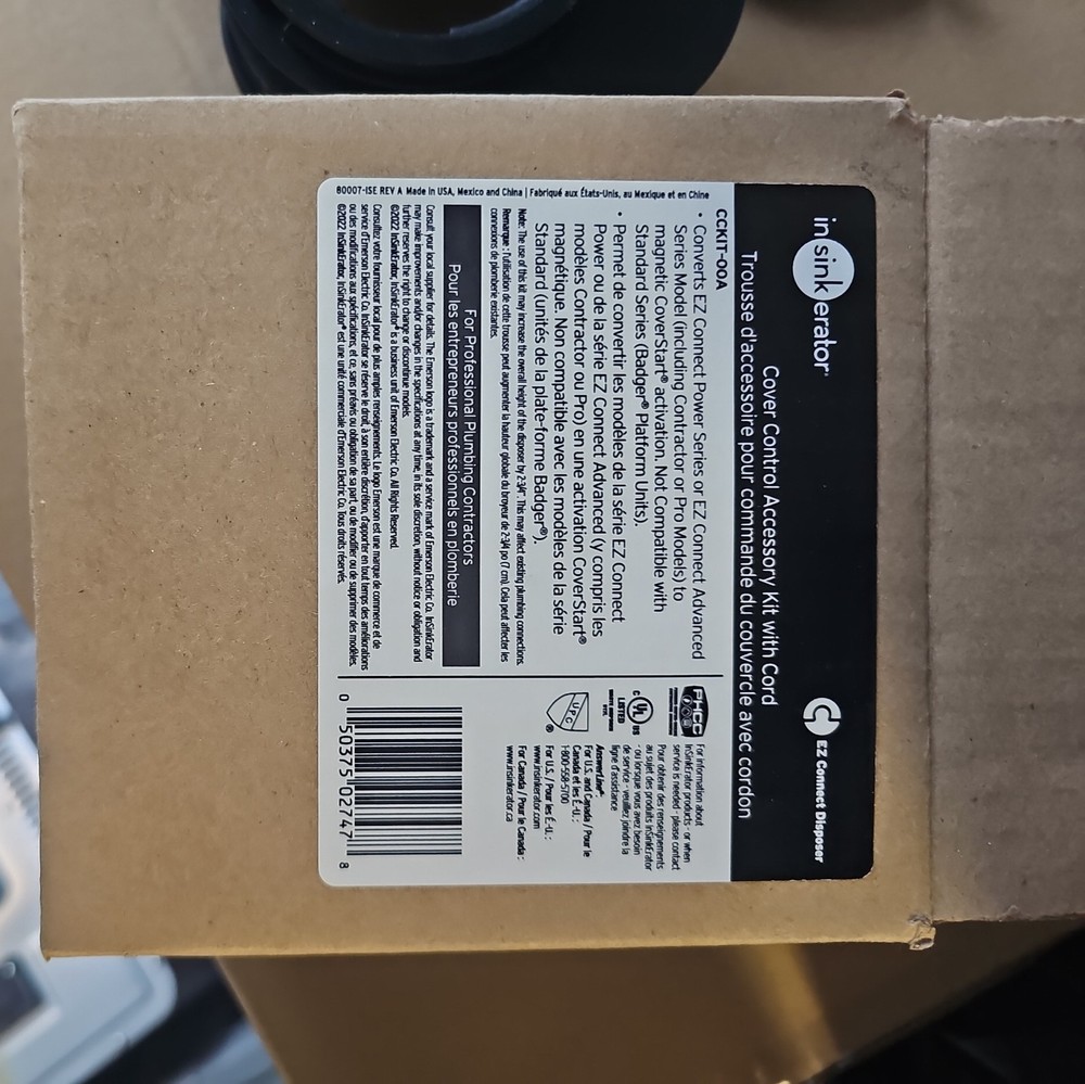 InSinkErator CCKIT-00A Evolution Batch Feed Adaptor Cover Control Kit, Black