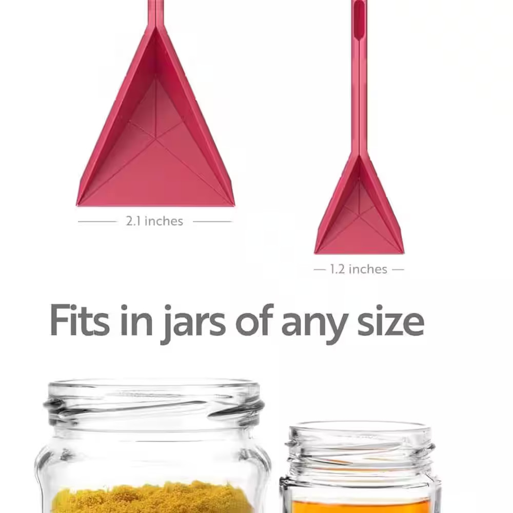 3 in 1 Red Polygon Flat Measuring Spoon Set 6 Different Sizes with Sponge (Set o