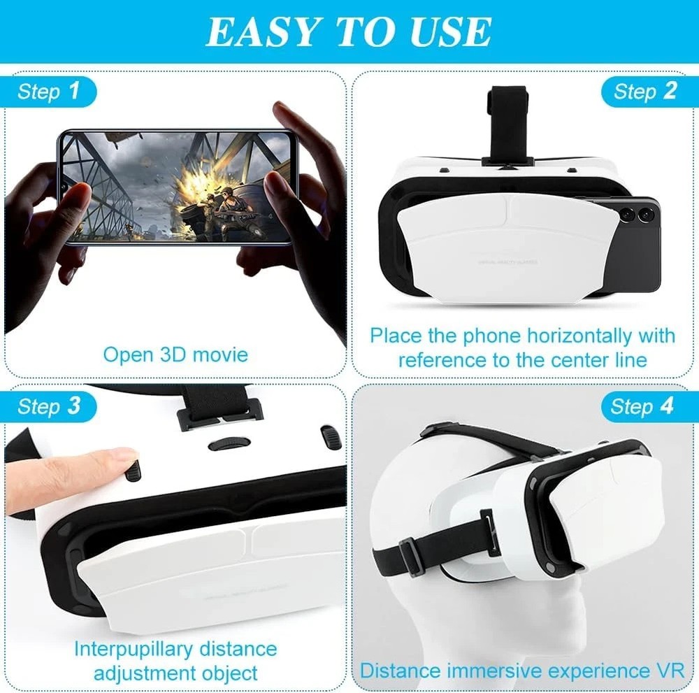 Virtual Reality Goggles, 3D VR Glasses Adjustable VR Virtual Reality Headset wit