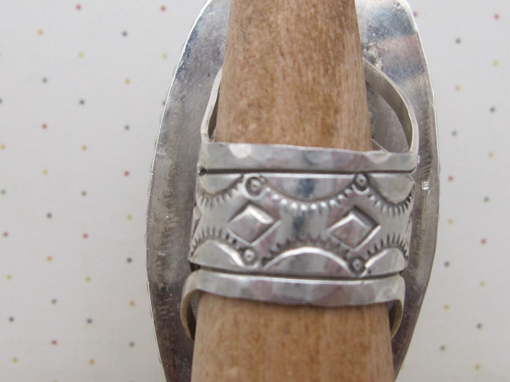 One of a Kind Long Knuckle Ring Authentic Native Made Fluorite Ring Size 8