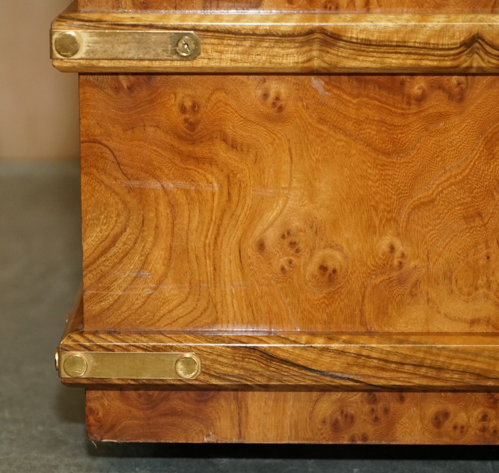 EXTRA LARGE BURR WALNUT SOLID CHEST TRUNK WITH HIDDEN BOTTOM STORAGE MUST SEE