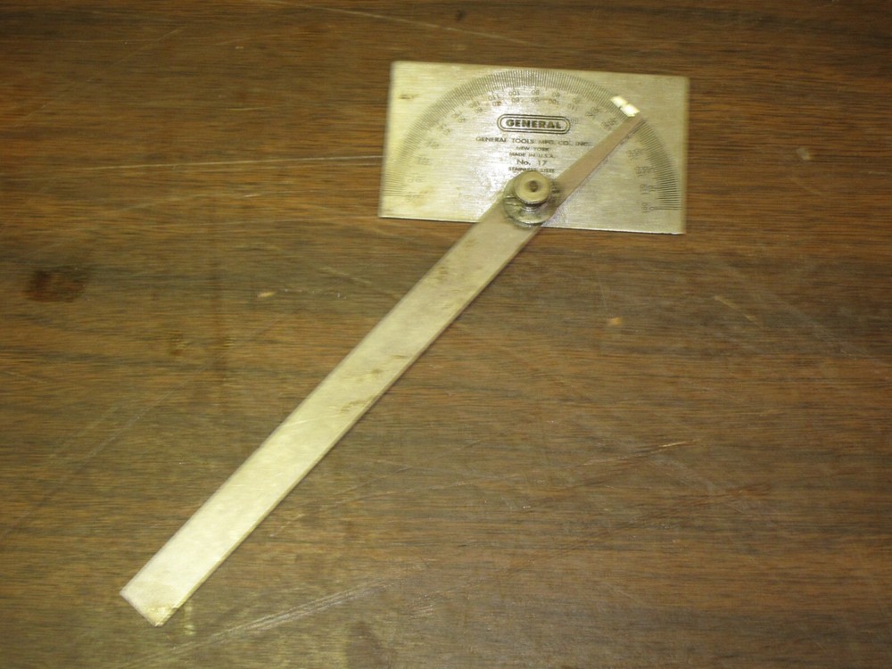 General Tools 17 Heavy Duty Square Head Steel Protractor, NOS!