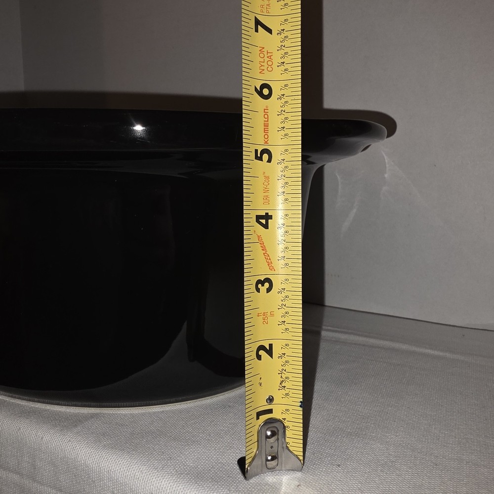 Unmarked Black Ceramic Stoneware Replacement Liner For An Oval Slow Cooker