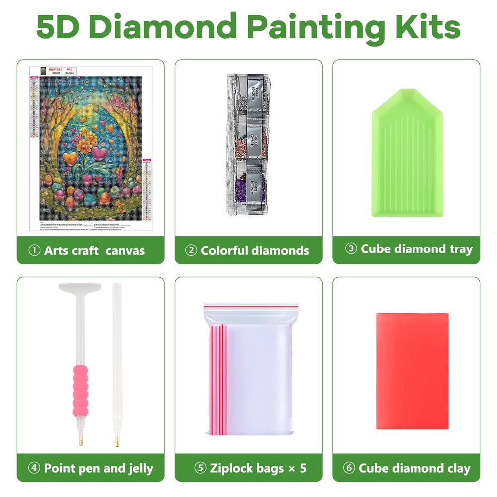 NAIMOER Easter Eggs Diamond Art Kits for Adults Beginner, 5D
