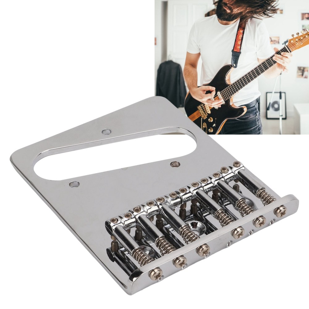 L Shape Guitar Bridge Replacement 6 Saddle Fixing String Pull Plate For TL E CHU