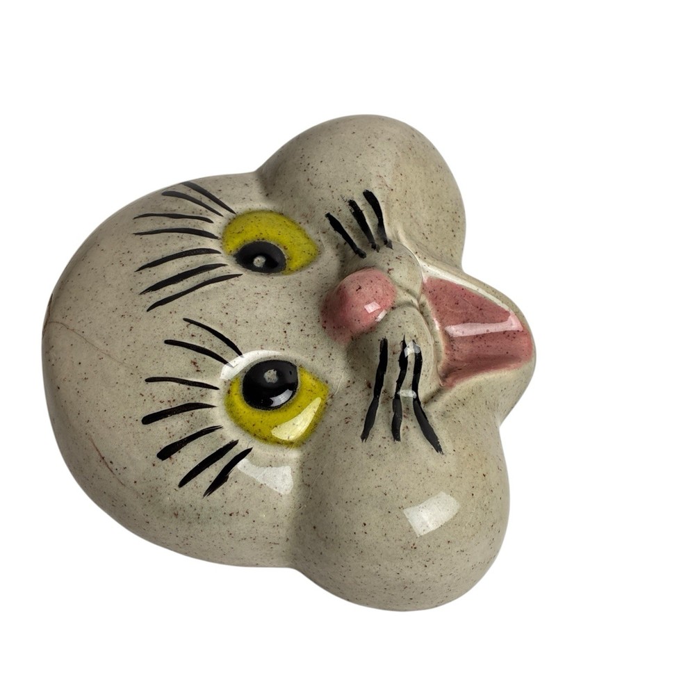 Vintage Kitsch Cat Face, Ceramic Wall Mount