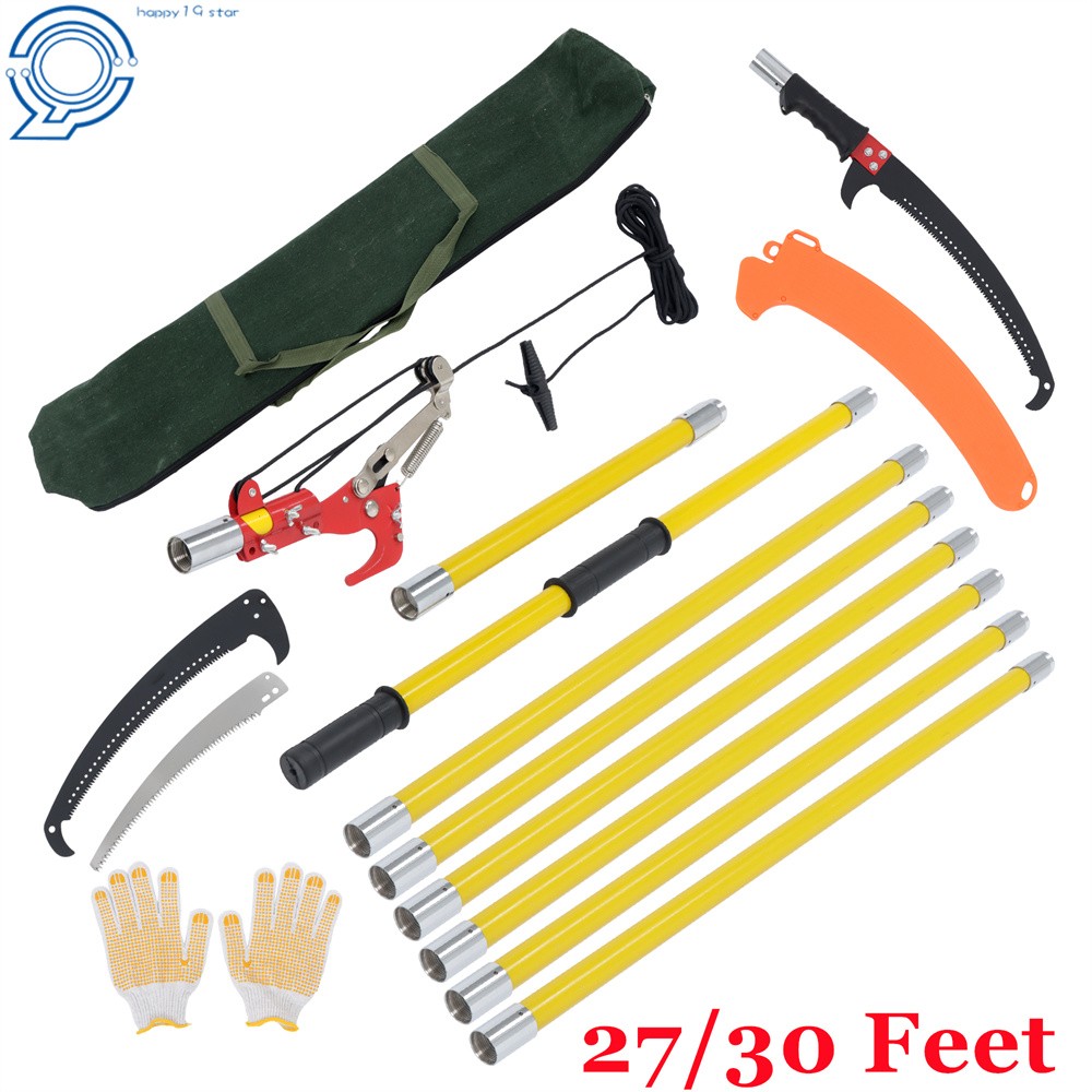27/30 Feet Tree Trimmers Long Handle Pruner Sharp Steel Blade and Scissors Saws