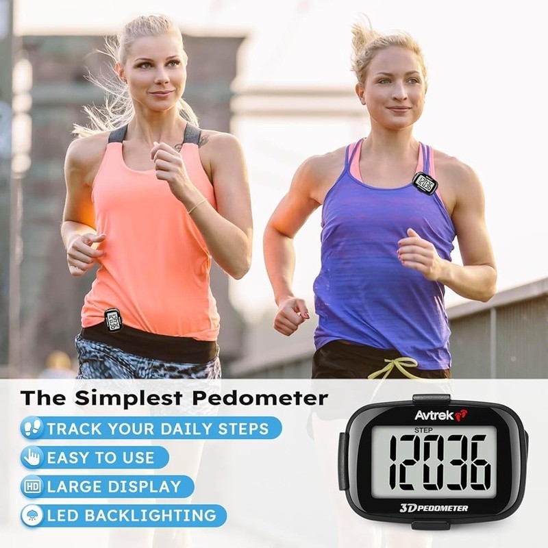 Simple Accurate Pedometer Easy Use Step Counter LED Backlight Long Battery Life